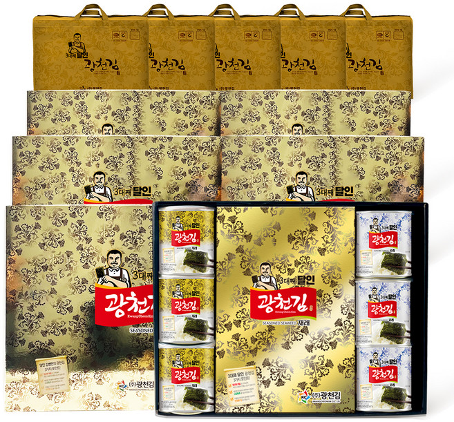 광천김 3대째 달인 캔김 혼합 + 전장김 선물세트 4호, 5개