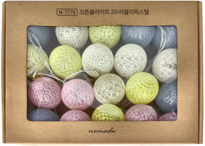 NOMADE 馬卡龍串燈 電池, 馬卡龍串燈 粉色 + 白色 + 黃色, 1盒