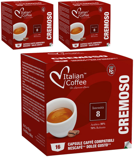 이탈리안커피 돌체구스토 호환 크레모소 캡슐커피, 16개입, 3개