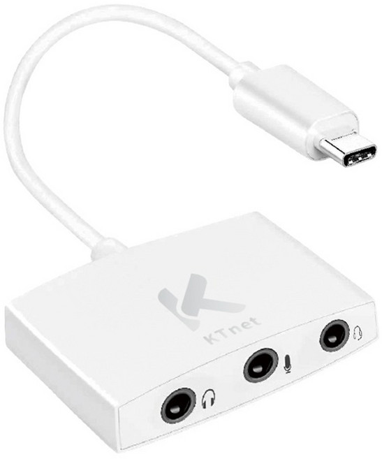 KTnet 廣鐸 GT2 TypeC USB 轉3.5電腦 手機耳麥轉接線 155 x 45 x 10mm, 155mm, 白色, 1個