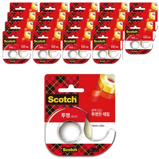 쓰리엠 스카치 투명테이프 522D 디스펜서 12mm x 20m, 20개
