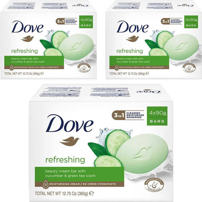 Dove 多芬 清爽水嫩潔膚皂 4入, 360g, 3盒