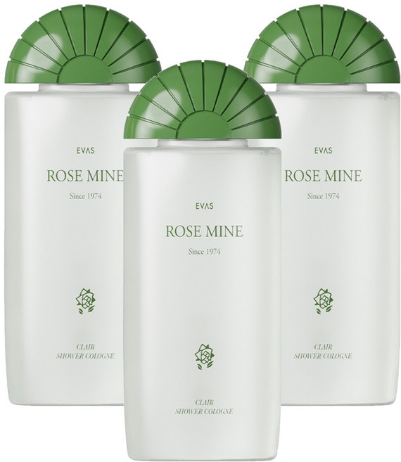 에바스 로즈마인 클레어 샤워코롱 듀이 로즈향, 3개, 185ml