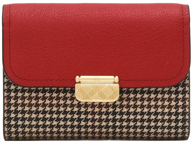 닥스 여성용 BIRK 체크 장식 포인트 소가죽 배색 반지갑 DCWA6E855R2