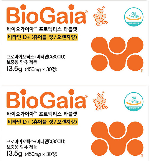 바이오가이아 프로텍티스 타블렛 비타민D+ 츄어블 정 13.5g, 30정, 2개
