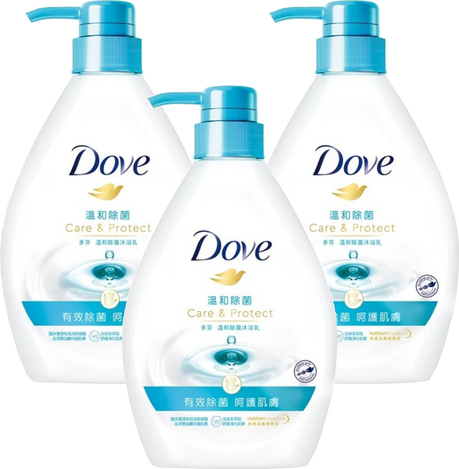 Dove 多芬 溫和除菌沐浴乳 呵護肌膚, 1L, 3瓶