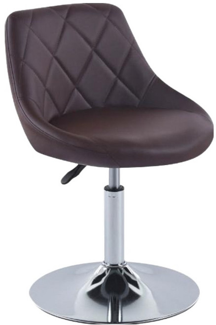 E-home Luke 路克 菱格紋PU皮面可調式多功能圓盤椅, 棕色, 1個