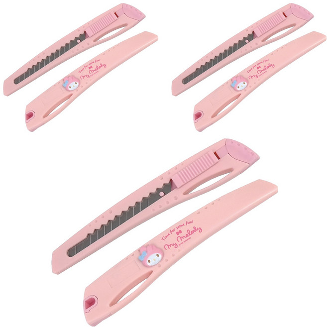 바이하츠 마이멜로디 컷터칼 소 MCT-S, 3개, 연핑크