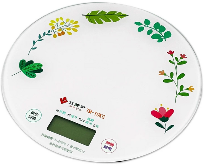 立菱尹 藍光玻璃電子秤 TM-10KG 強化玻璃 四種單位, 花紋, 10005g