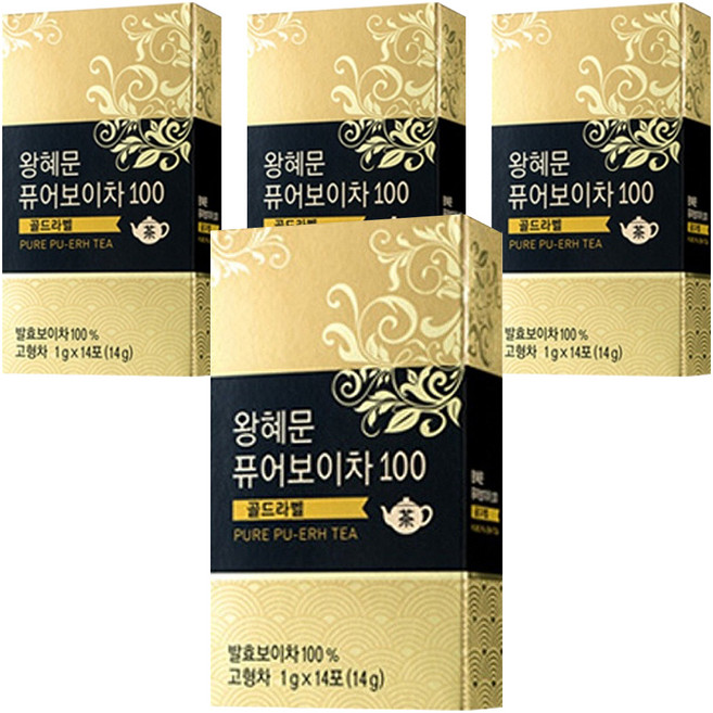 왕혜문 퓨어 100 보이차, 1g, 14개입, 4개