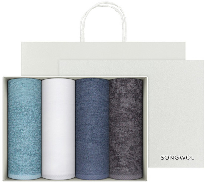 Songwol 松月 Clean素色洗臉毛巾 150g 30支棉紗 購物袋, 隨機出貨, 8個