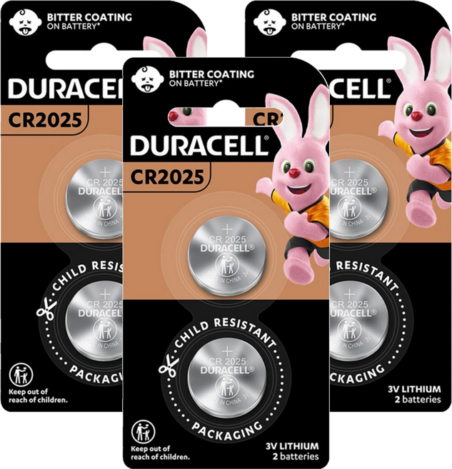 DURACELL 金頂 台灣公司貨 鈕扣鋰電池 CR2025, 2入, 3組