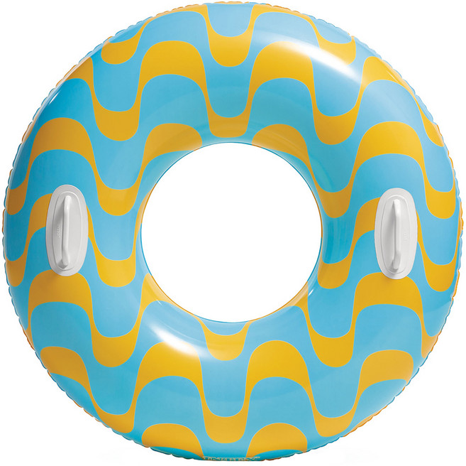 INTEX 旋風帶雙握把游泳圈 直徑91cm, 顏色隨機, 1個