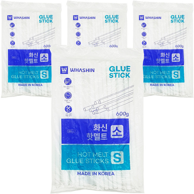 화신 핫멜트 글루 스틱 소 7mm 600g, 4개