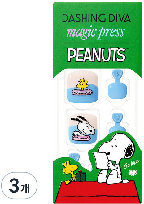 데싱디바 매직프레스 페디 썸머 스누피, 블루, 3개