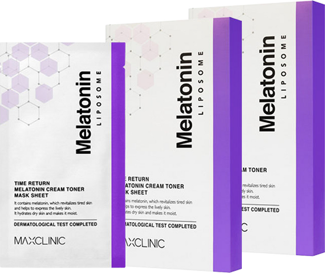 맥스클리닉 타임 리턴 멜라토닌 크림 토너 마스크 시트, 5개입, 2개