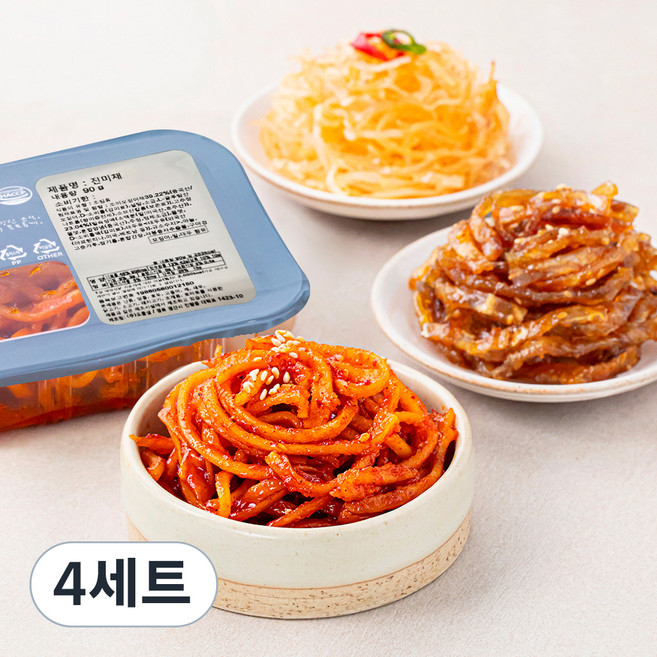 도들샘 진미채 90g + 오징어채조림 70g + 쥐포채간장조림 90g 밑반찬 3종 B세트, 250g, 4세트