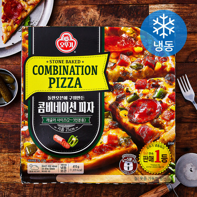 오뚜기 돌판오븐에 구워만든 콤비네이션 피자(냉동), 415g, 1개입, 1개