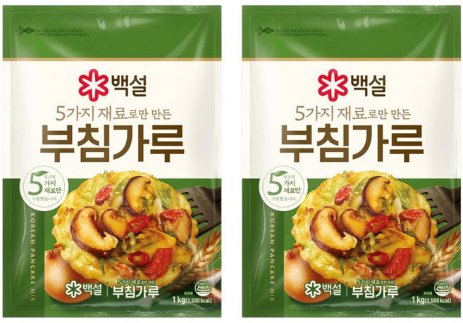 백설 5가지 재료로만 만든 부침가루, 1kg, 2개