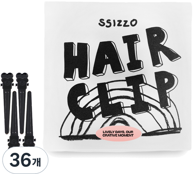 씨조 미용실 자국없는 헤어 집게핀 소형, 36개, 블랙