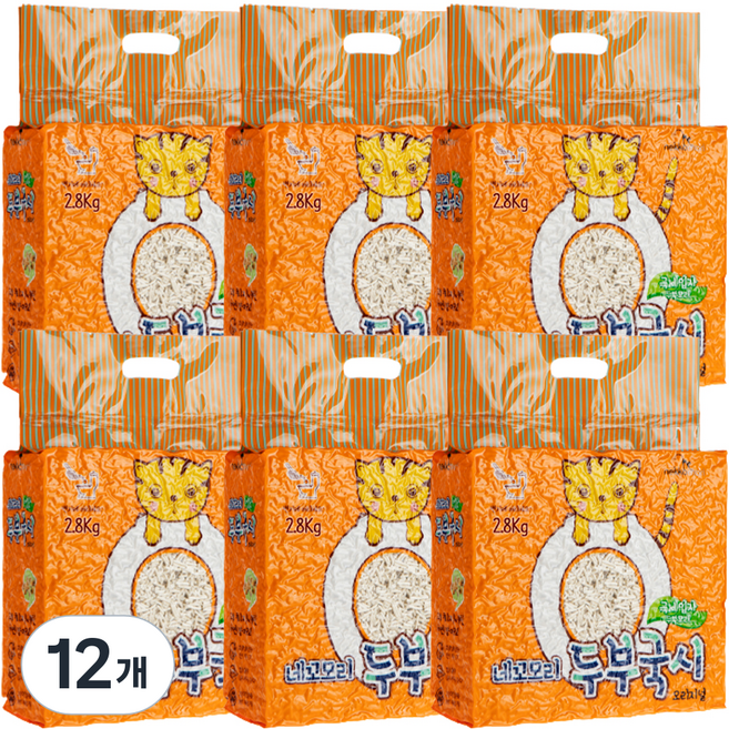 네꼬모리 응고형 두부국시 극세입자 고양이 모래 오리지널, 2.8kg, 12개, 크리미 요거트 향