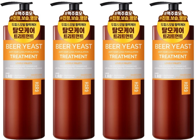 하라즈 맥주효모 탈모 증상 완화 트리트먼트 러블리프루티향, 4개, 500ml