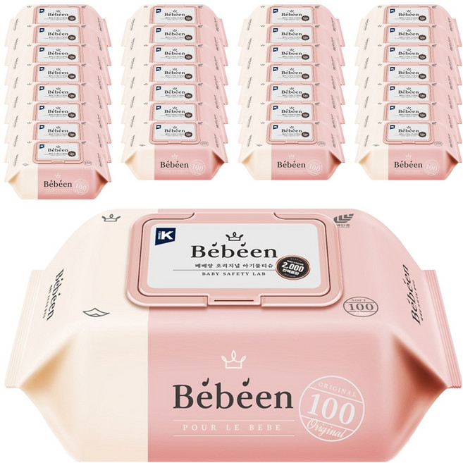 베베앙 오리지널 유아물티슈 캡형, 52g, 100매, 30개