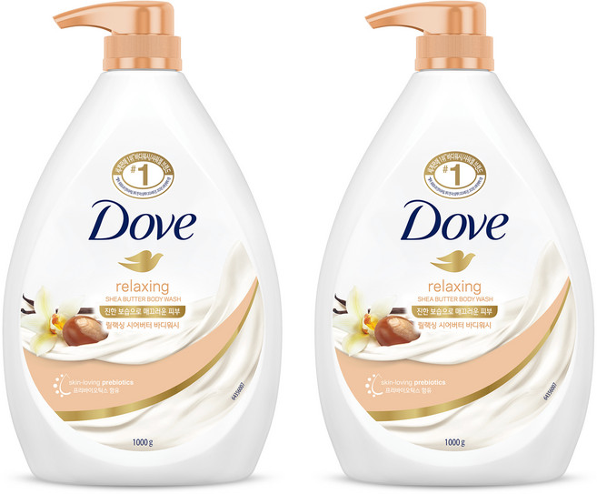 도브 릴랙싱 시어버터 바디워시, 1kg, 2개