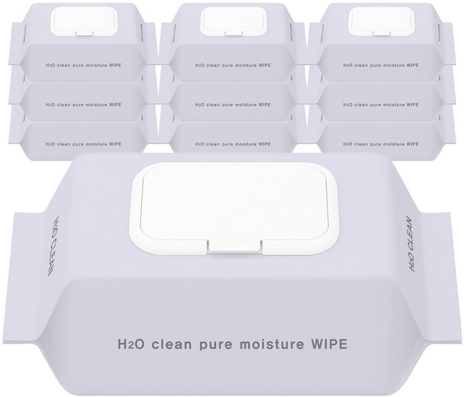 H2O클린 초순수 엠보싱 물티슈 캡형, 50g, 100매, 10개