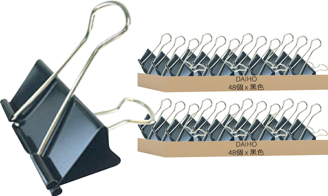 DAIHO 長尾夾 OGL2504 黑色, 25mm, 48個, 2組