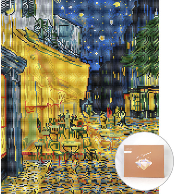 아트조이 DIY 보석 십자수 캔버스형 50 x 40 cm, 밤의 카페테라스, 1개