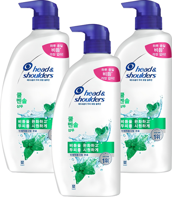 헤드앤숄더 쿨 멘솔 샴푸 멘솔향, 850ml, 3개