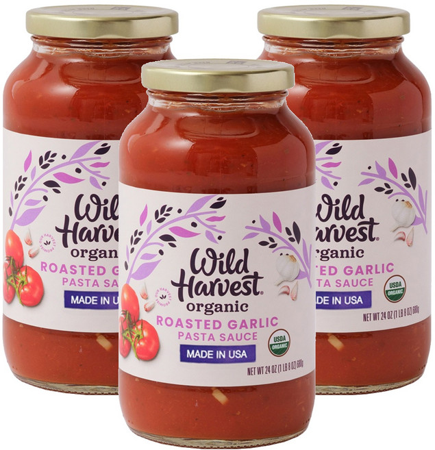 와일드하베스트 유기농 로스티드 갈릭 파스타 소스, 680g, 3개