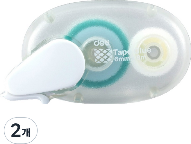 델리 몽돌 양면 풀테이프 6mm x 8m, 2개, 화이트