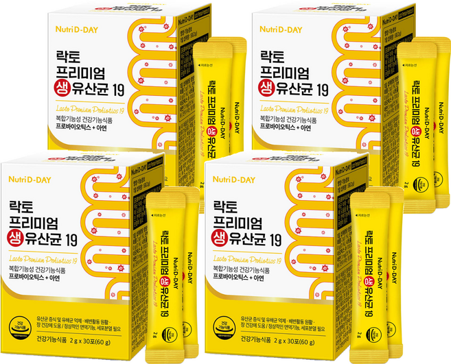 뉴트리디데이 락토 프리미엄 생유산균 19, 60g, 4개