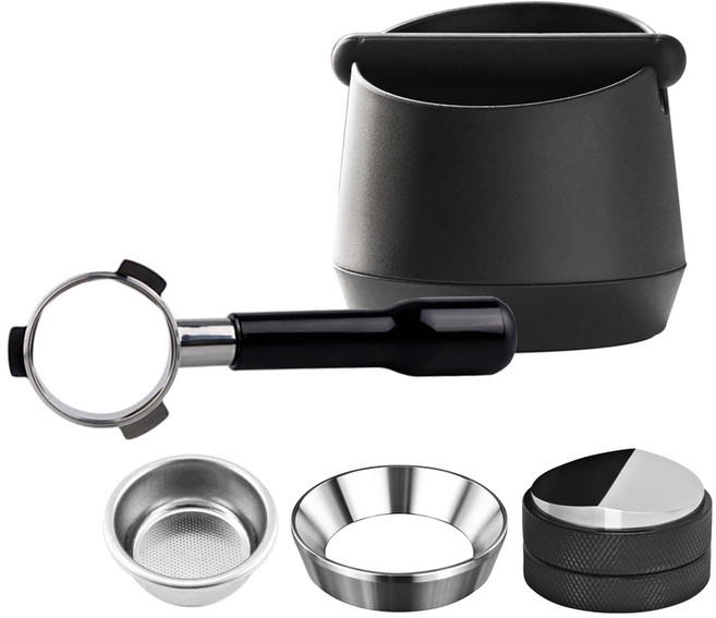 KALDIN Crema 無底沖煮把手 布粉器 敲渣盒 D型組合 Breville, 黑色, 1個