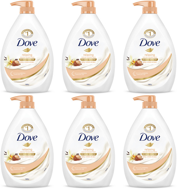 도브 릴랙싱 시어버터 바디워시, 1kg, 6개
