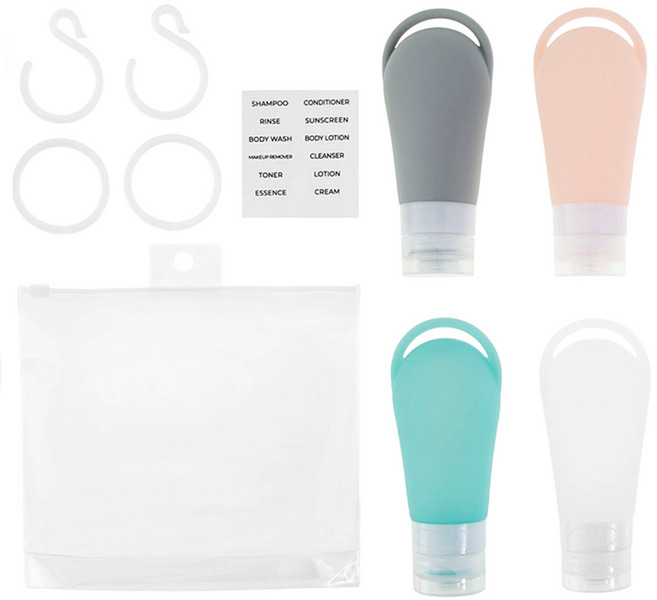 코멧 실리콘 여행용 고리 용기 90ml 4종 세트, 혼합색상, 1세트