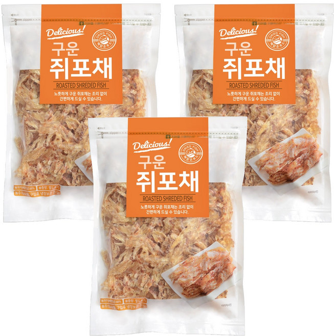 해맑은푸드 구운 쥐포채, 200g, 3개