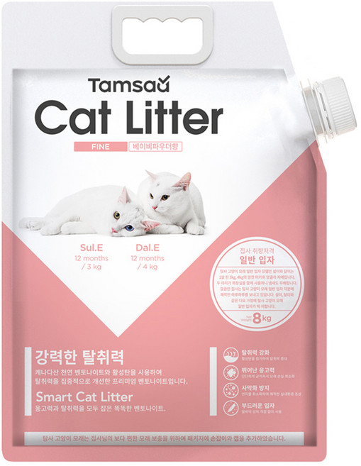 탐사 캐나다산 벤토나이트 고양이 모래 일반입자형, 8.1L, 1개, 베이비파우더향