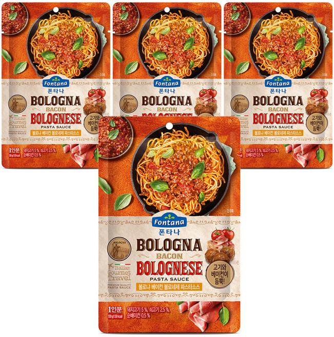 Fontana 培根肉醬意大利麵醬, 130g, 4個