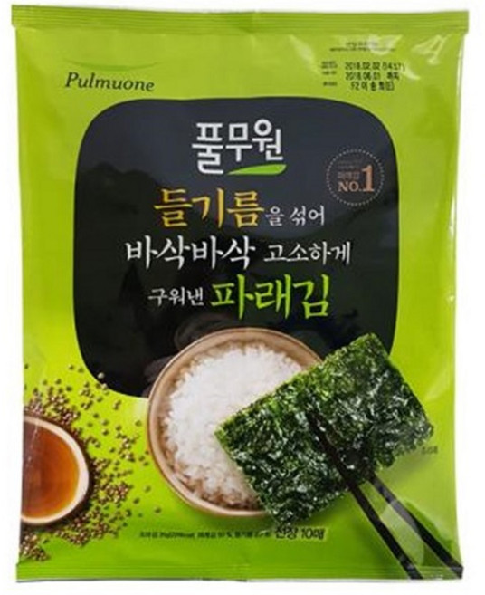 풀무원 들기름 파래김 전장, 35g, 20개