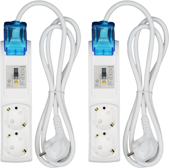 거성산업 고용량 누전차단 멀티탭 2구 4호 + 안전커버 랜덤발송, 3.5m, 2세트