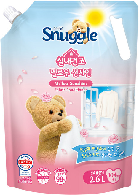 스너글 실내건조 섬유유연제 멜로우 선샤인 리필, 2.6L, 1개