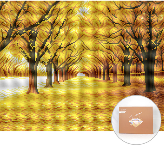 아트조이 DIY 보석 십자수 캔버스형 50 x 40 cm, 황금나무길, 1세트
