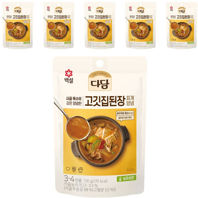 다담 고깃집 된장찌개 양념, 130g, 6개