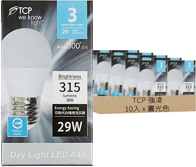 TCP 強凌 LED節能燈泡 3W 10入, 晝光色, 1組