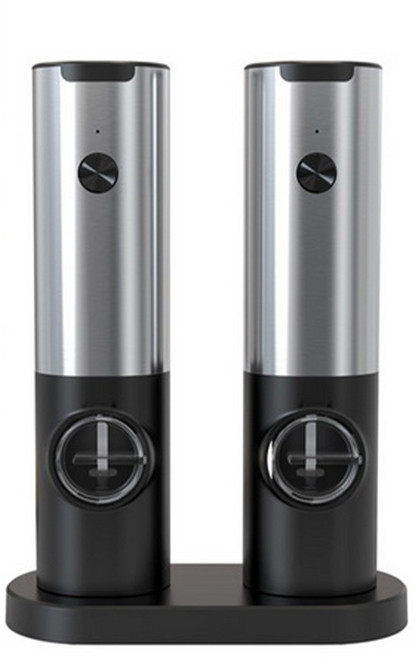 家適通 座充式雙組電動調味研磨器 附配件 黑色, KYMQ-17C