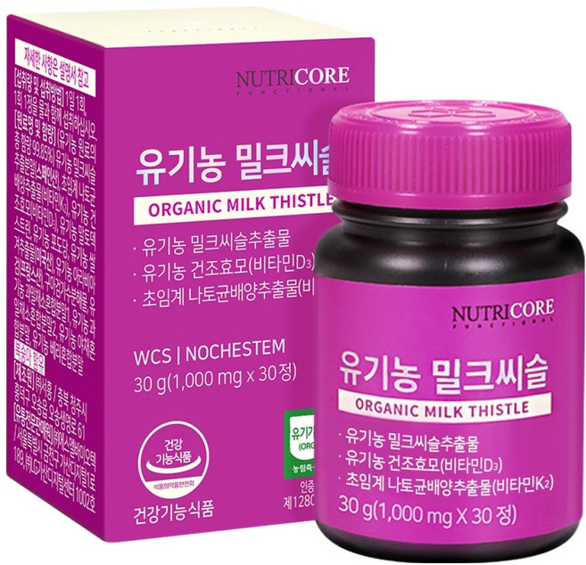 뉴트리코어 유기농 밀크씨슬 30g, 30정, 1개