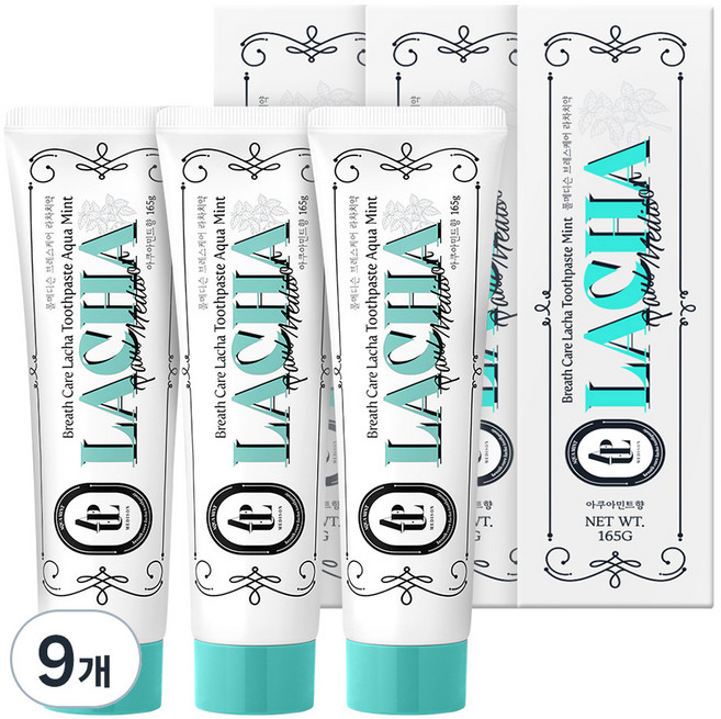 폴메디슨 브레스케어 라차치약 아쿠아민트향, 165g, 9개